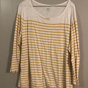 Boat neck striped shirt with 3/4 sleeve